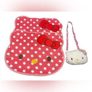 Hello Kitty Polka Dot Bathmat Rug and Plush purse Bag Set